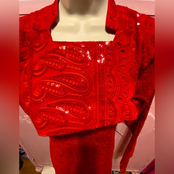 Brand new from India. Long red sequin dress US size 12 - Picture 6 of 16